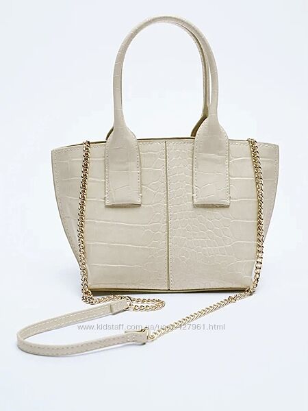 Сумка Zara однотонна світло бежева кежуал