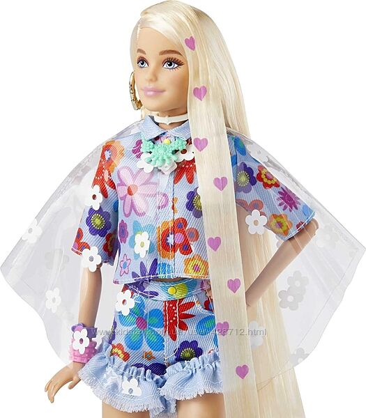 Кукла Барби Экстра Блондинка в наряде цветочным принтом Barbie Extra HDJ45