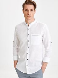 Белая мужская рубашка LC Waikiki/ЛС Вайкики, воротник-стойка, карман