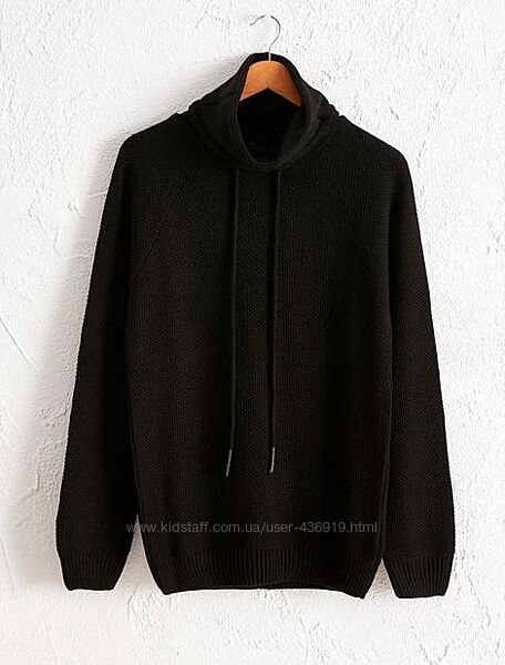 Черный мужской свитер LC Waikiki/ЛС Вайкики воротник-хомут, фактурной вязки