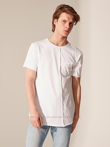 белая мужская футболка LC Waikiki/ЛС Вайкики со стилизованными швами. Турция