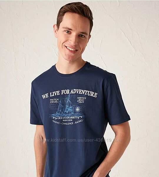 синяя мужская футболка LC Waikiki/ЛС Вайкики We love for adventure. Турция