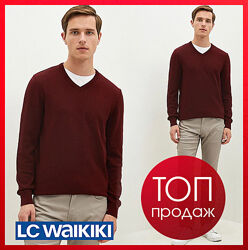 бордовий чоловічий светр LC Waiki/ЛС Вайкікі з V-подібним вирізом. Туреччин