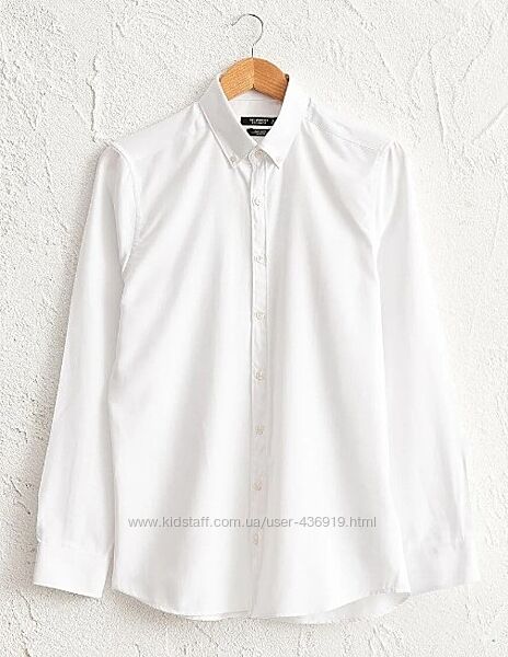 біла чоловіча сорочка LC Waikiki/ЛС Вайкікі з ґудзиком на комірі, класика