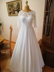 Белое шифоновое свадебное платье большого размера