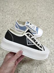 Повсякденні кеди з текстилю чорніі - світлий беж