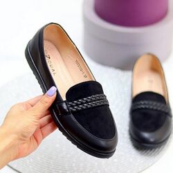 Жіночі мокасини чорні Moki