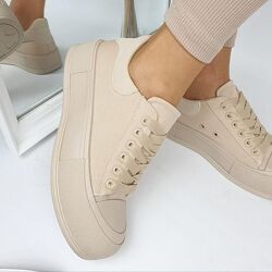 Кеди бежеві на високій підошві