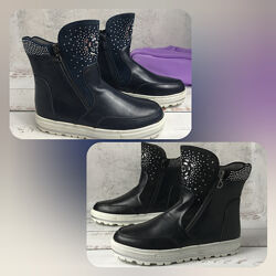Класичні, якісні та зручні демісезонні чобітки Meekone для дівчаток 35р-37р