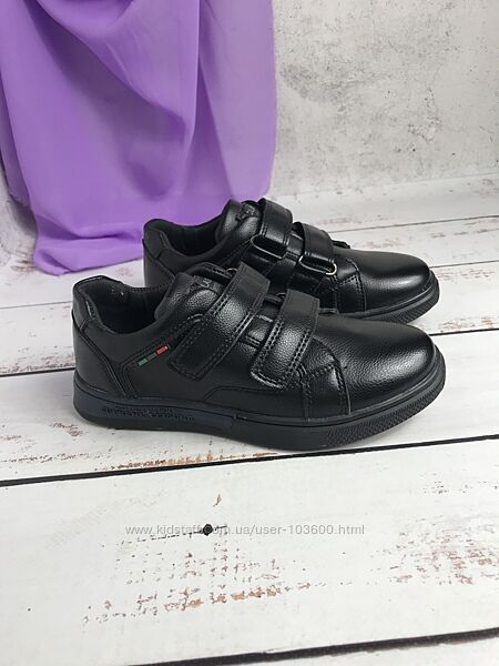 Якісні шкільні туфлі для хлопчика чорного кольору ТМ JongGolf 30р та 32 р