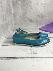 Туфлі лакові дитячі для дівчинки Jordan 34 р - 22 см Блакитні 987