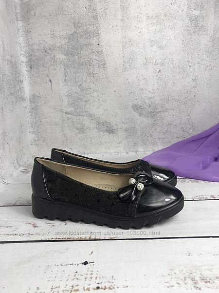 Туфлі дитячі для дівчинки Бабочка 33р-21.5 см Чорний 990