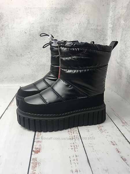 Чобітки дутики дитячі на дівчинку Apawwa Чорний 1017