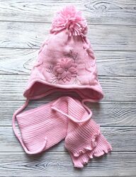 Зимняя шапка с шарфиком ambra termo для девочки