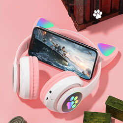 Беспроводные bluetooth наушники кошачьи ушки с подсветкой навушники 