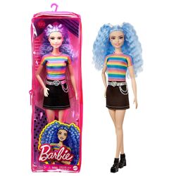 Кукла Barbie Fashionista Doll 170 with Blue Hair and Rainbow Striped Shirt