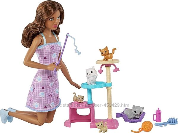 Лялька Барбі з кошенятами Barbie Kitty Condo Doll and Pets Playset 