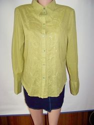Оливковая хлопковая блузка с вышивкой и пайетками h&m