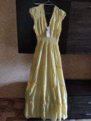 Жёлтое летнее платье сарафан макси. р. 46
