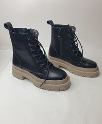 Ботинки женские кожаные чёрные зима р.37