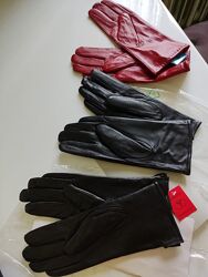 Перчатки женские кожаные зима чёрные р.8.5 XL 9 XXL
