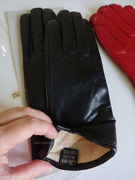 Перчатки женские кожаные зима чёрные р.9 XXL