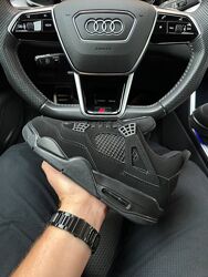 Зимові чоловічі кросівки Nike Air Jordan 4 Retro black з хутром