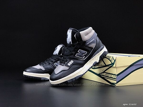 Кросівки чоловічі високі New Balance 650, чорні шкіра 