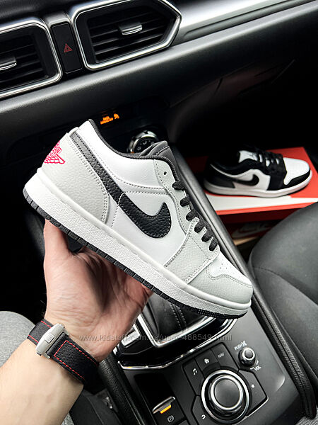 Кросівки підліткові Nike Air Jordan 1 Low, шкіра, сірі з білим, 36-41р