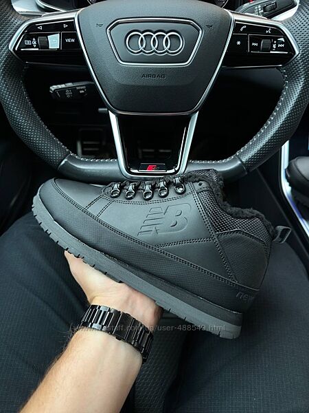 Зимові чоловічі черевики New Balance 754 black grey Fur, з хутром