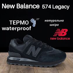 Зимові чоловічі кросівки термо New Balance 574 Legacy чорні