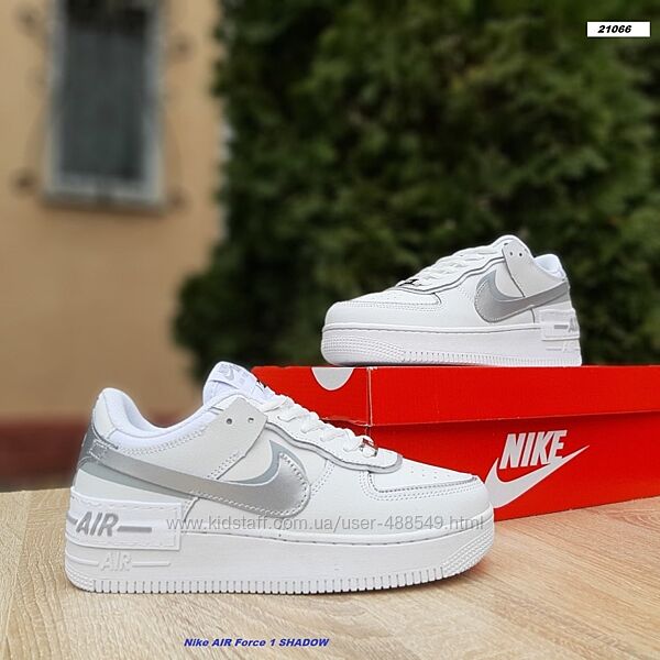 Кросівки жіночі Nike Air Force 1 Shadow білі з сріблом 