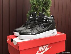Кроссовки высокие Nike Air Force, черные с белым