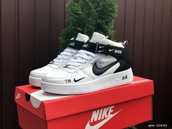 Кроссовки высокие Nike Air Force, белые с черным