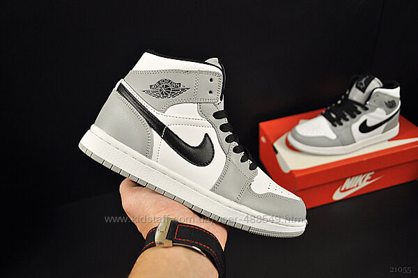Кроссовки Nike Air Jordan, серые с белым, кожа, 36-41р