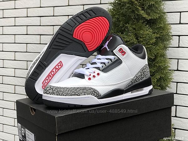 Кроссовки мужские Nike Air Jordan 3 Retro, белые с черным