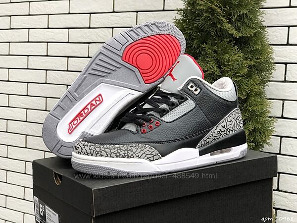 Кроссовки мужские Nike Air Jordan 3 Retro, черные с серым
