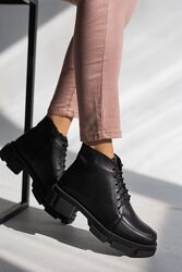 Женские кожаные ботинки Udg, черные на байке, весна/осень