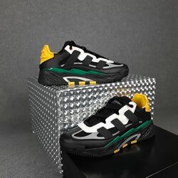 Кроссовки мужские Adidas Niteball, черные с зеленым