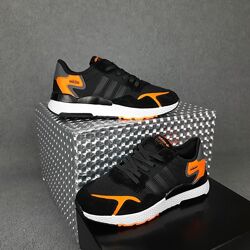 Кроссовки мужские Adidas Nite Jogger черные с оранжевым