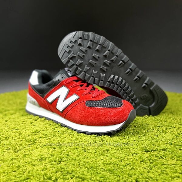 Кроссовки мужские New Balance 574 красные с черным, 41-46р