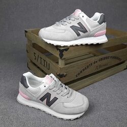 Кроссовки женские New Balance 574, серый с розовым