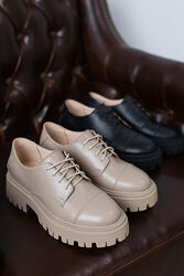 Туфли женские кожаные Yuves 170 Style, черные, бежевые