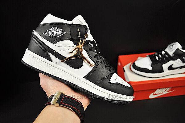 Кроссовки Nike Air Jordan, кожа, белые с черным, 36-41р