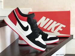 Кроссовки мужские низкие Nike Air Jordan, белые с черным, красным