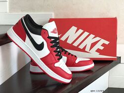 Кроссовки мужские низкие Nike Air Jordan, белые с красным