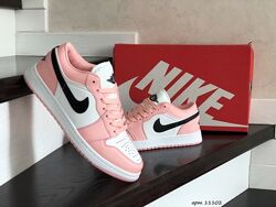 Кроссовки женские Nike Air Jordan 1 Low, белые с розовым