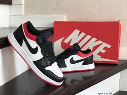 Кроссовки низкие Nike Air Jordan 1 Low, черные с белым, красным