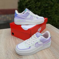 Кроссовки женские Nike Air Force 1 Shadow, бежевые с сиреневым