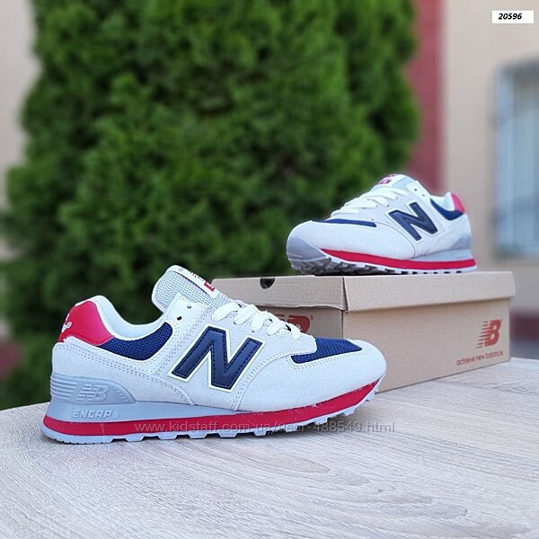 Кросівки жіночі New Balance 574, сірі з червоним